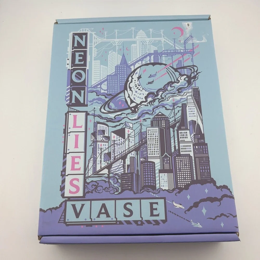 FairyLoot Neon Lies Book Vase Duckhymn Purple Cyberpunk Acrylic Decor